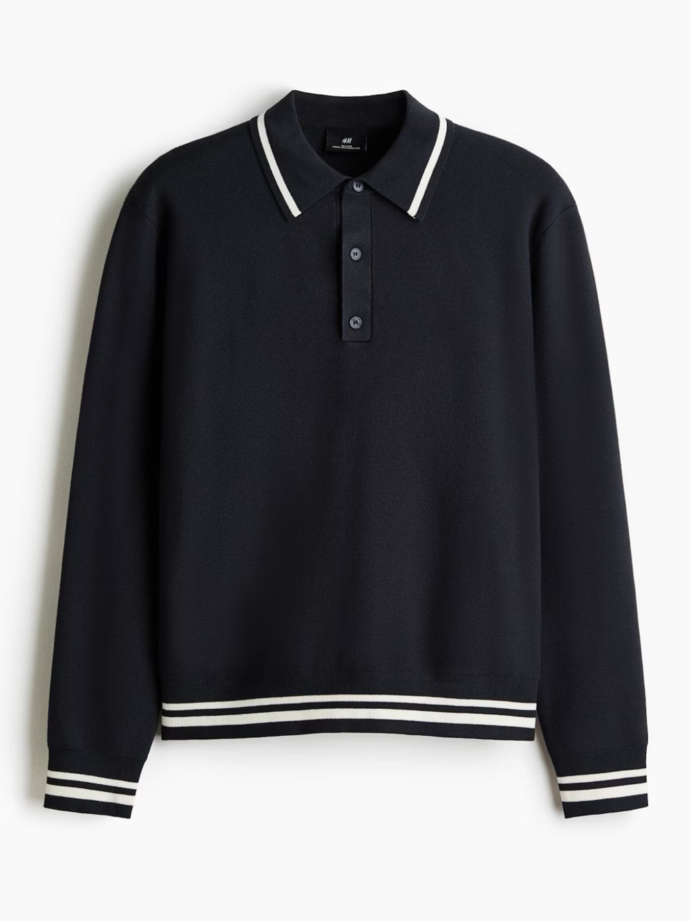 H&M Black Polo Sweater with White Trim - Picture 5 of 7